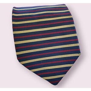 Brooks Brothers Makers Navy, Gold & Red Striped Necktie Tie Preppy | Ivy | EUC